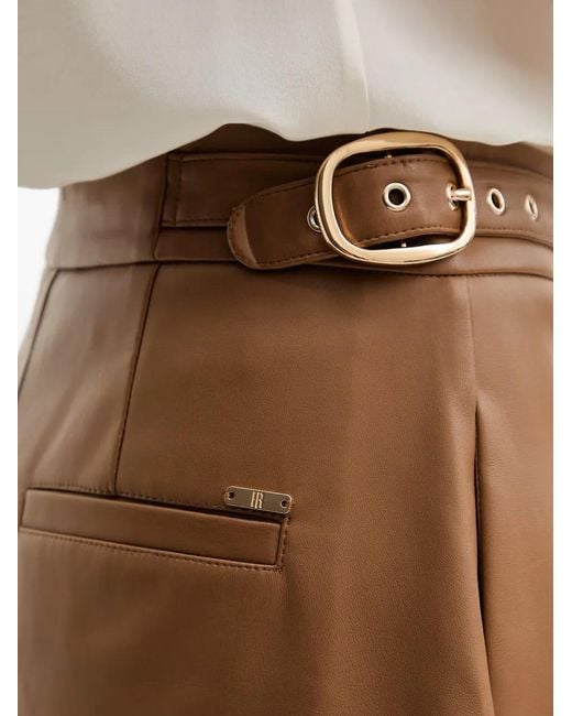 Fracomina White Tailored Faux-Leather Shorts