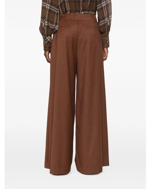 Ermanno Scervino Brown Pleated Wide-Leg Trousers