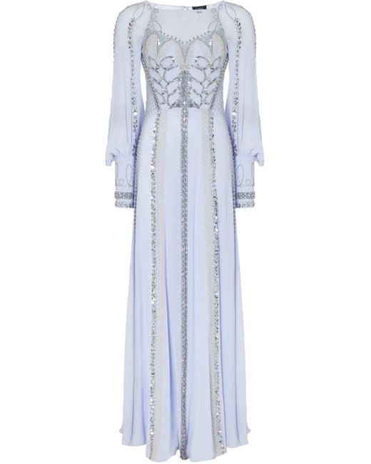 Temperley London Blue Long-Sleeve Maxi Dress