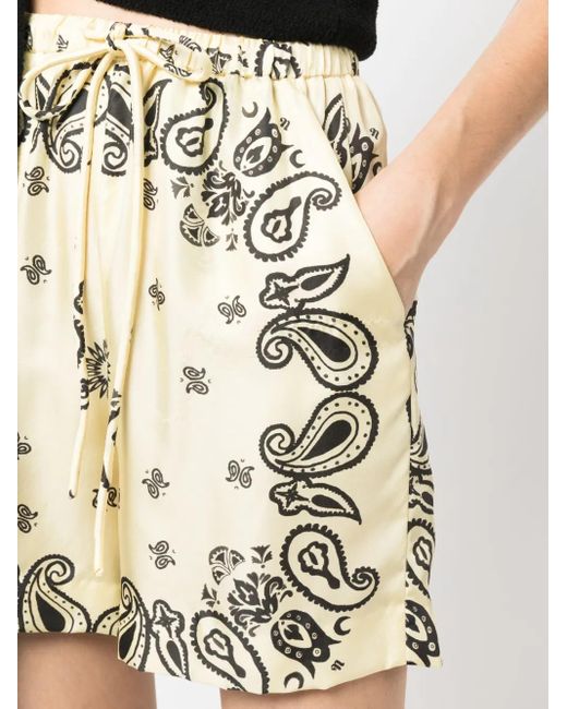 Nanushka Natural Paisley-Print Silk Shorts