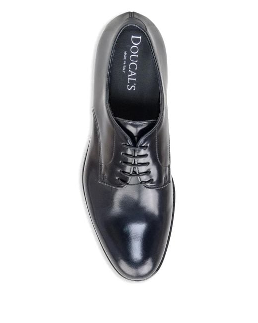 Doucal's Gray Spazzolato Leather Derby Shoes for men