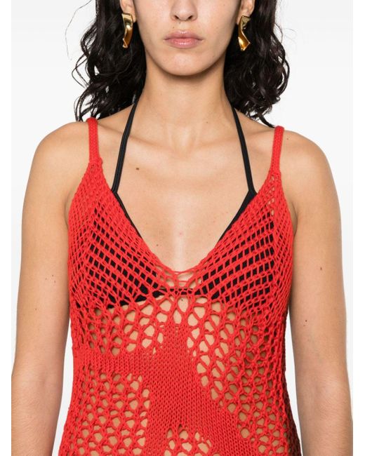The Attico Red Sleeveless Knitted Dress