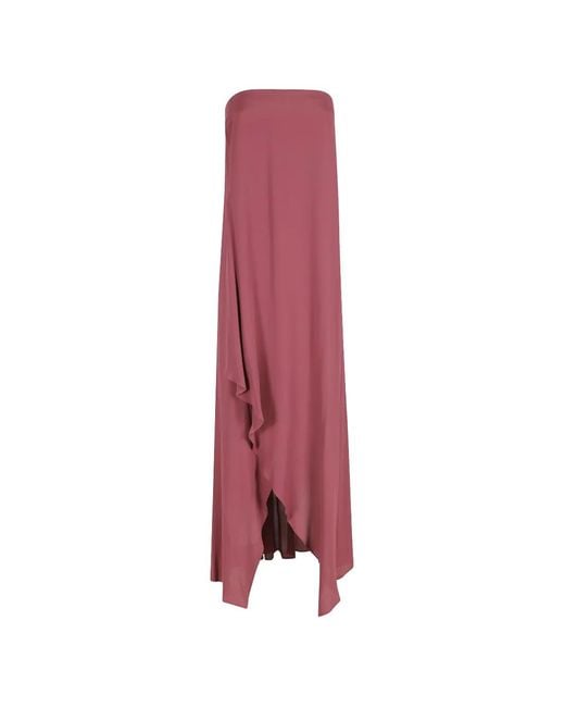 Semicouture Pink Zoey Strapless-Ruffled Midi Dress