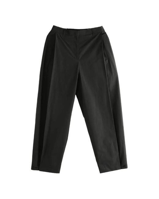 Amomento Black Pleated Button-Cuff Trousers