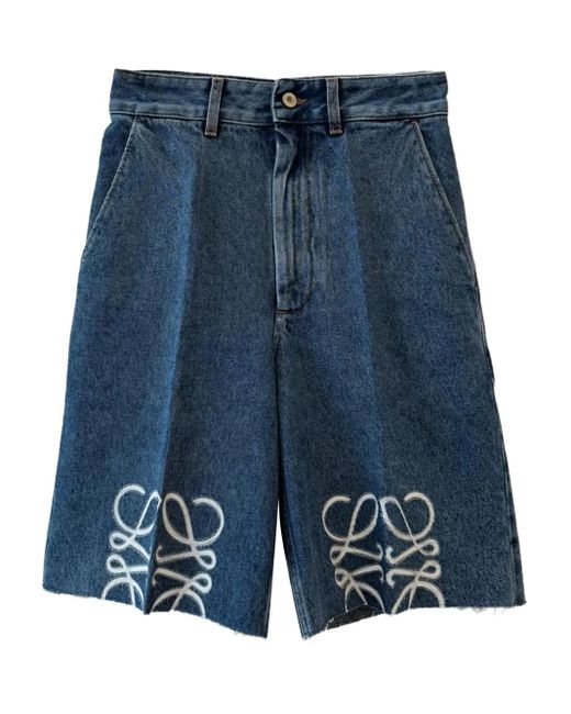 Loewe Blue Jeans-Shorts mit Anagram-Stickerei