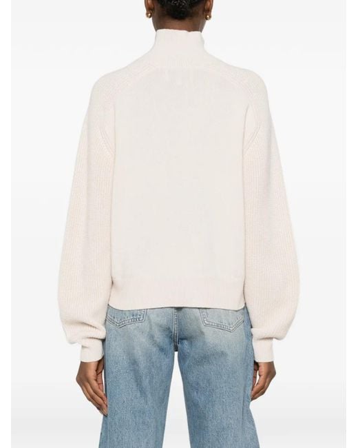 Bompard White Buttoned High-Neck Sweater