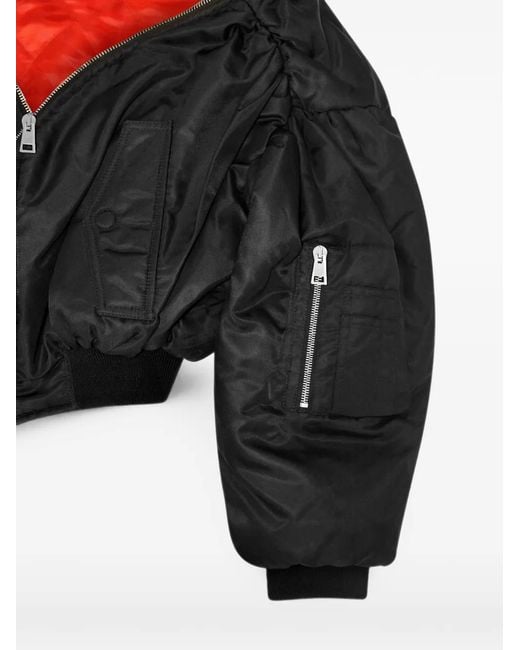 Givenchy Black Off-The-Shoulder Cropped Bomber Jacket