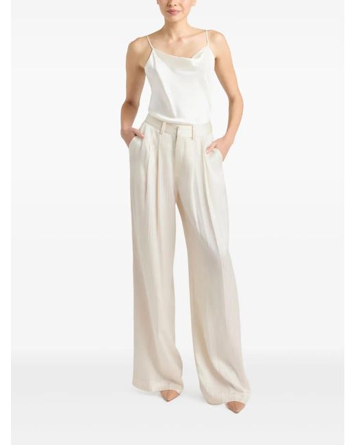 Cinq À Sept White Georgia Satin Stripe Trousers