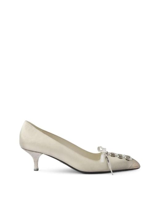 Prada White Antiqued Leather Pumps
