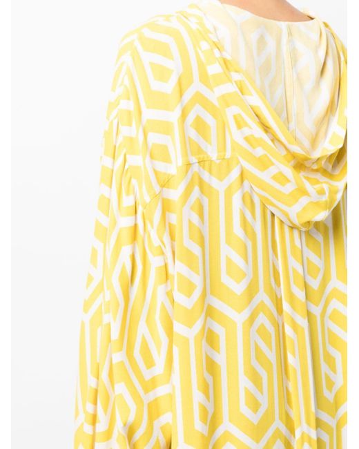 Caftan Marrakesh à motif géométrique Bambah en coloris Yellow
