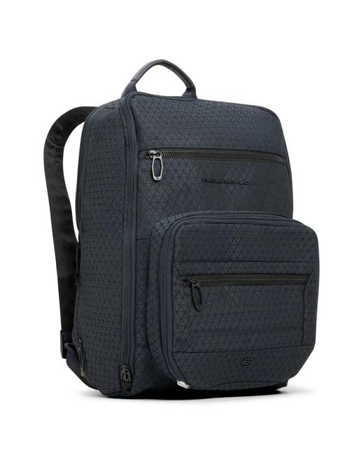 Piquadro Black Foldable Expandable Backpack for men