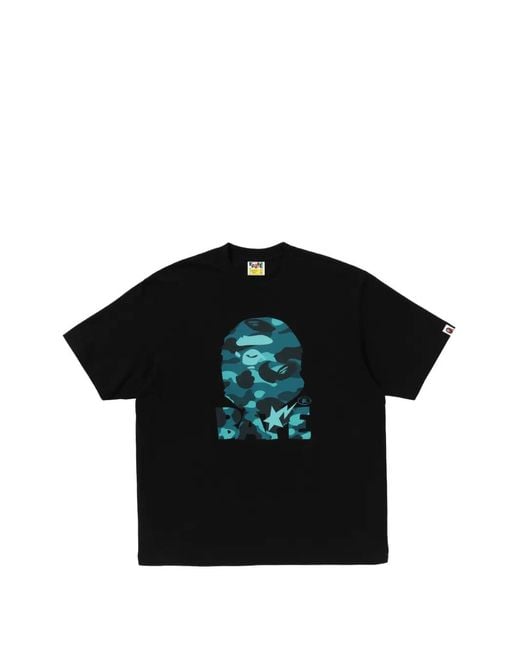 A Bathing Ape Black Camo-Print Logo-Print T-Shirt for men