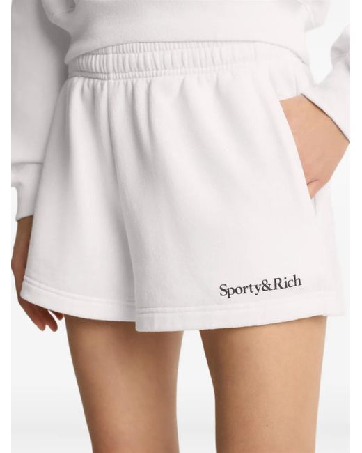 Sporty & Rich White Logo-Embroidered Shorts