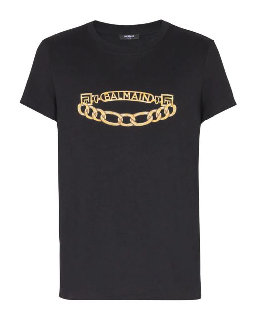 Balmain Black Chain Print T-Shirt for men