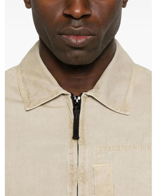 メンズ Stone Island コンパスバッジ オーバーシャツ Natural