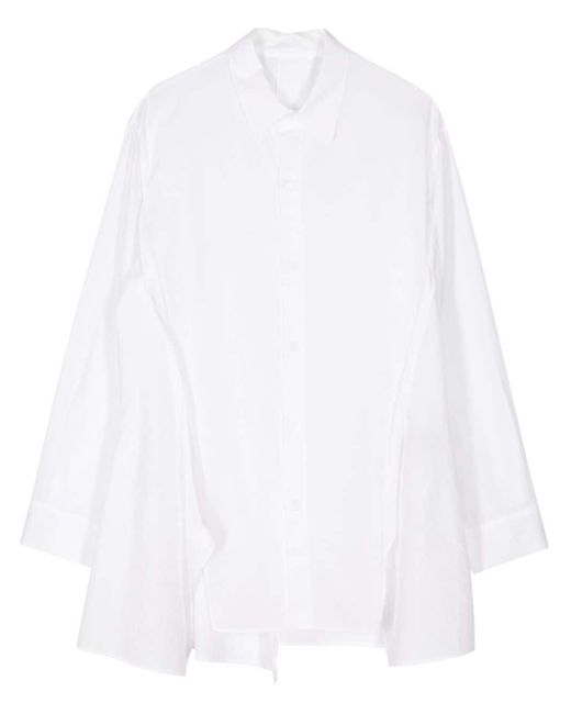 Yohji Yamamoto White Draped Long-sleeve Shirt