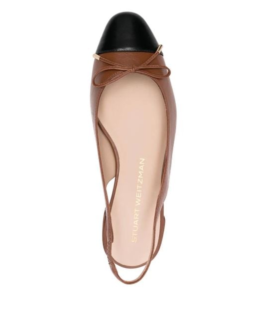 Stuart Weitzman Brown Sleek Bow Slngbck Fl