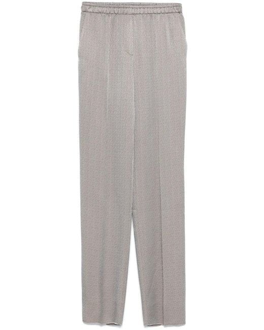 Giorgio Armani Gray Textured Trousers With Elasticated Waistband