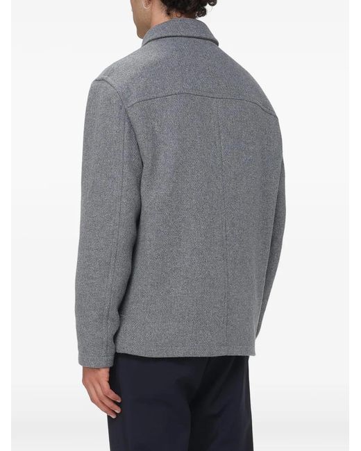 Brooksfield Gray Patch-Pocket Wool-Blend Coat for men