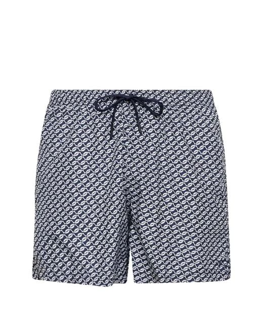 Tagliatore Blue Geometric-Print Swim Shorts for men