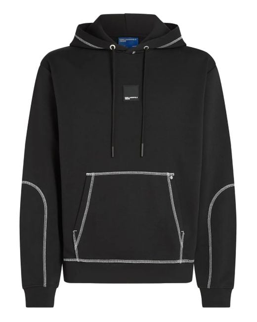 Karl Lagerfeld Black Contrast-Stitch Hoodie for men