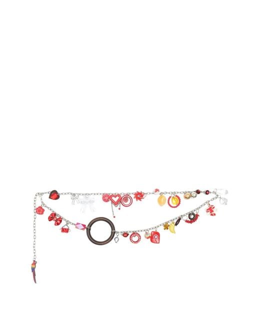 Amir Slama White Charm-Detail Chain Belt