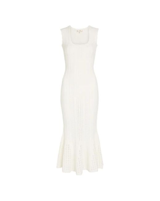LoveShackFancy White Pointelle-Knit Ruffled Midi Dress