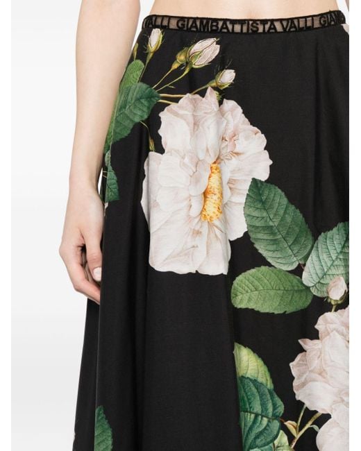 Giambattista Valli Green Floral-print Cotton Skirt