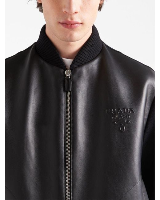 Prada Black Panelled Blouson Jacket for men