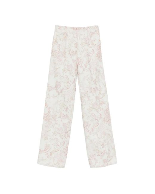 Forte_forte White Pants 5 Tasche Vita Alta Denim"Nontiscordardime"