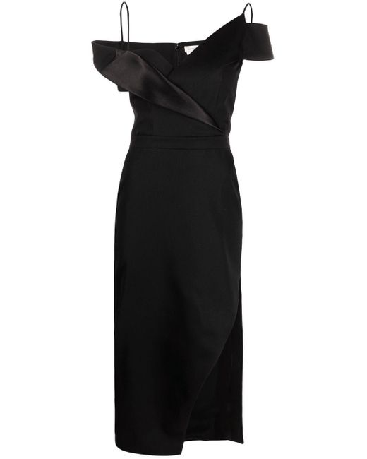 Robe mi-longue à détail de fente Alexander McQueen en coloris Black