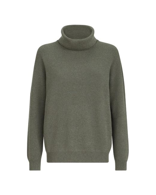 Brunello Cucinelli Green Cashmere English-Rib Turtleneck Sweater With Monili