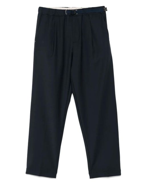 White Sand Blue Pleat-Detailed Trousers for men