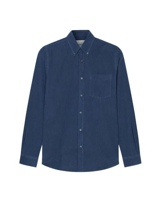 Closed Blue Button-Down Corduroy Shirt for men