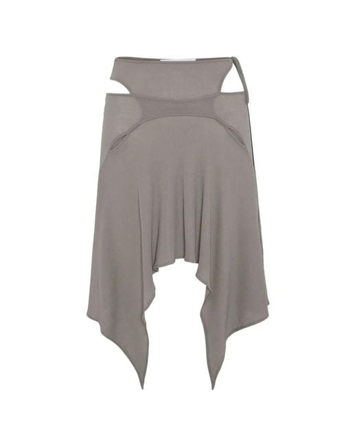 SRVC Studio Gray Stiletto Cut-Out Asymmetric Midi Skirt