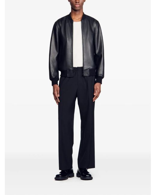 Sandro Black Leather Jacket for men