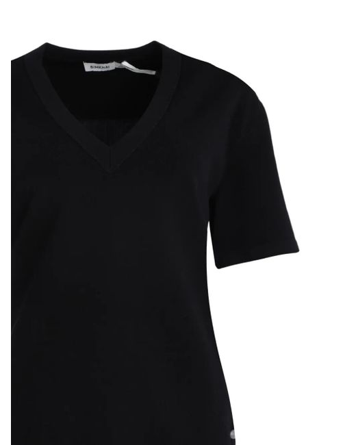 Jonathan Simkhai Black Pleated V-Neck Blouses