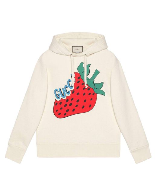 Gucci Off-white Oversized Strawberry Hoodie for Men | Lyst