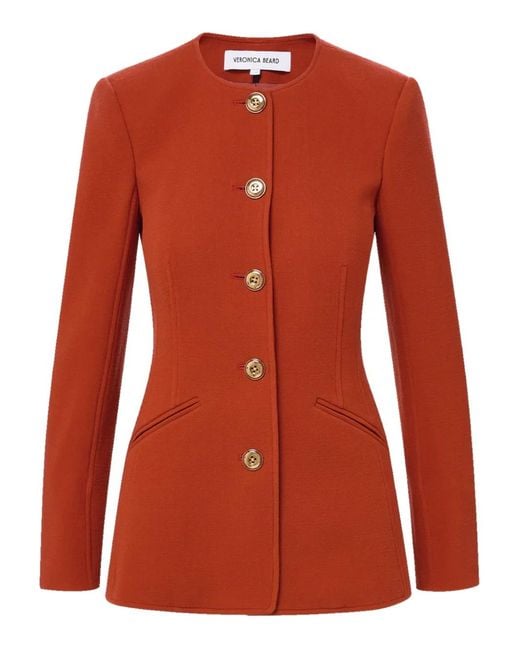 Veronica Beard Jessup Kraagloos Getailleerd Jack in het Red