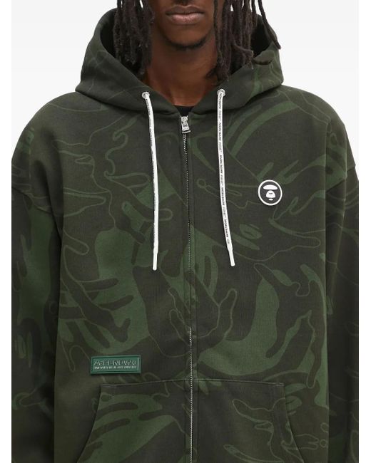 Felpa Con Stampa Camouflage di Aape By A Bathing Ape in Green da Uomo