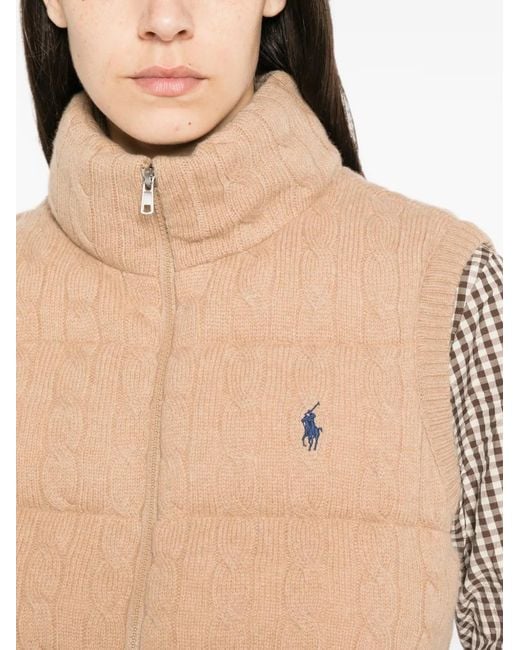 Polo Ralph Lauren Natural Cable-Knit Padded Gilet