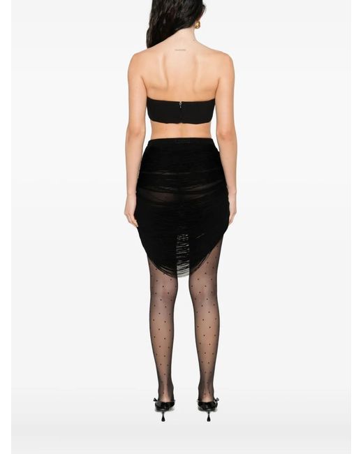 Nissa Black Bow-Embellished Bustier Top