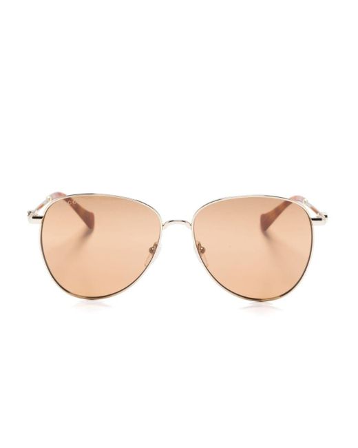 Gucci Natural Pilot-frame Metal Sunglasses