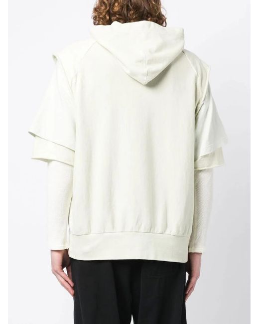 Undercover White Layered-Sleeve Cotton Hoodie for men