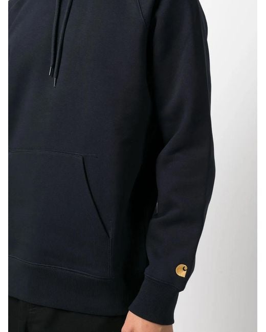 Carhartt Blue Embroidered-Logo Detail Hoodie for men