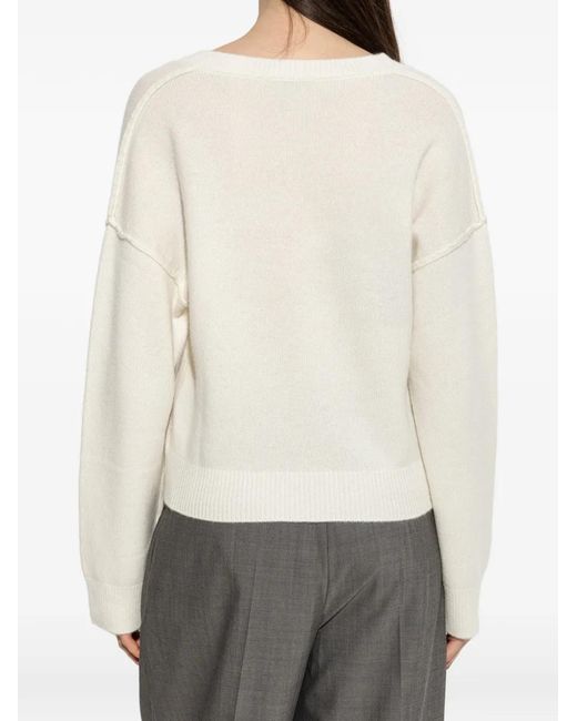 Officine Generale White Misty V-Neck Sweater