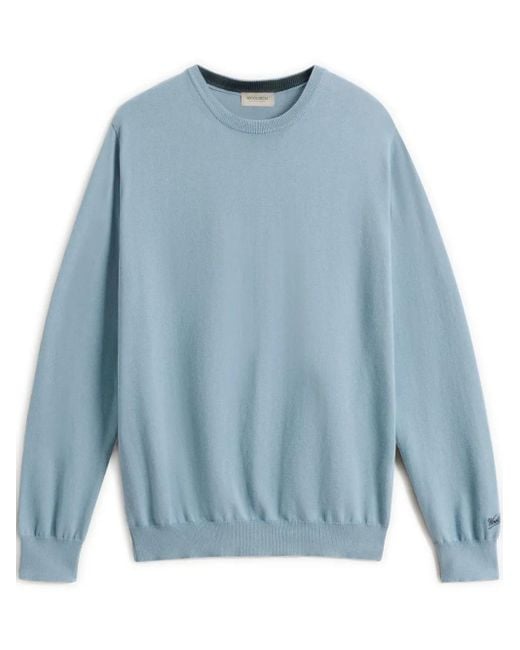 Woolrich Blue Logo-Plaque Jumper for men