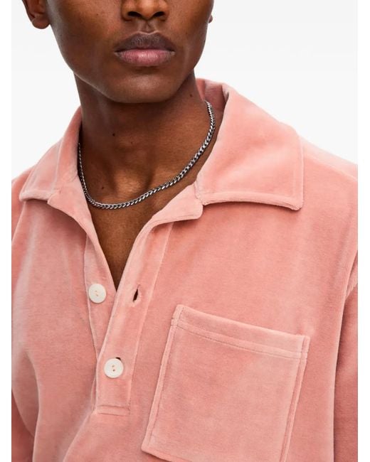 Oas Pink Cameo Girona Terry-Cloth Polo Shirt for men
