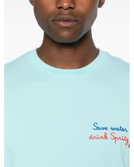 Mc2 Saint Barth Blue X Aperol Logo-embroidered T-shirt for men