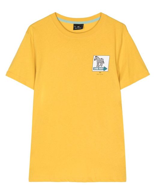 PS by Paul Smith Yellow One Way Zebra Print T-shirt for men